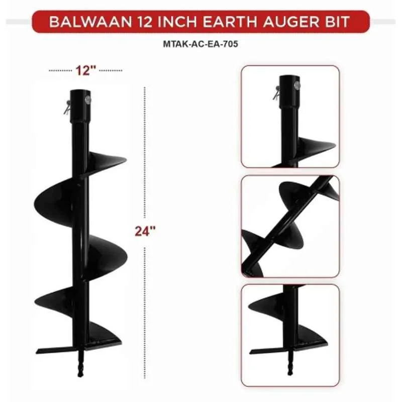 Greenleaf 12 inch Black Earth Auger Spiral Drill Bit