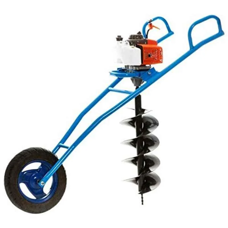 Heavy Duty 63CC Single Wheel Trolley Type Earth Auger with 6 inch Drill
